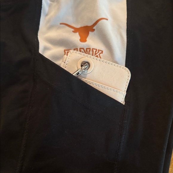 PINK Victoria's Secret Black Leggings with Orange Longhorns with pockets - Picture 4 of 4